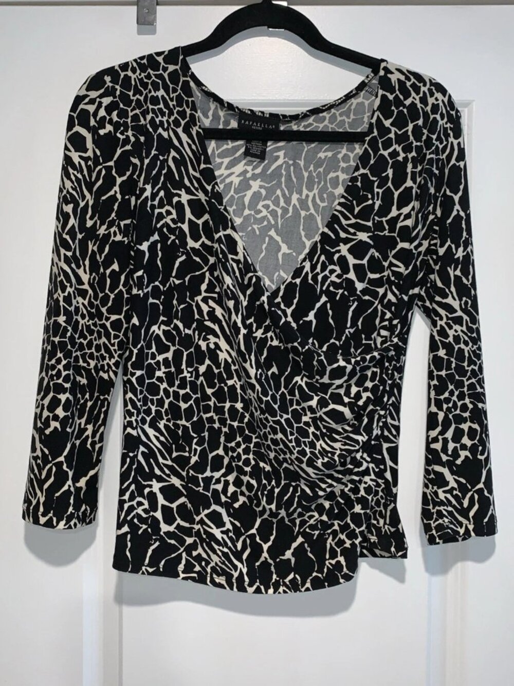 Rafaella Petite Women’s Blouse Long Sleeve, Size Small, Black And White